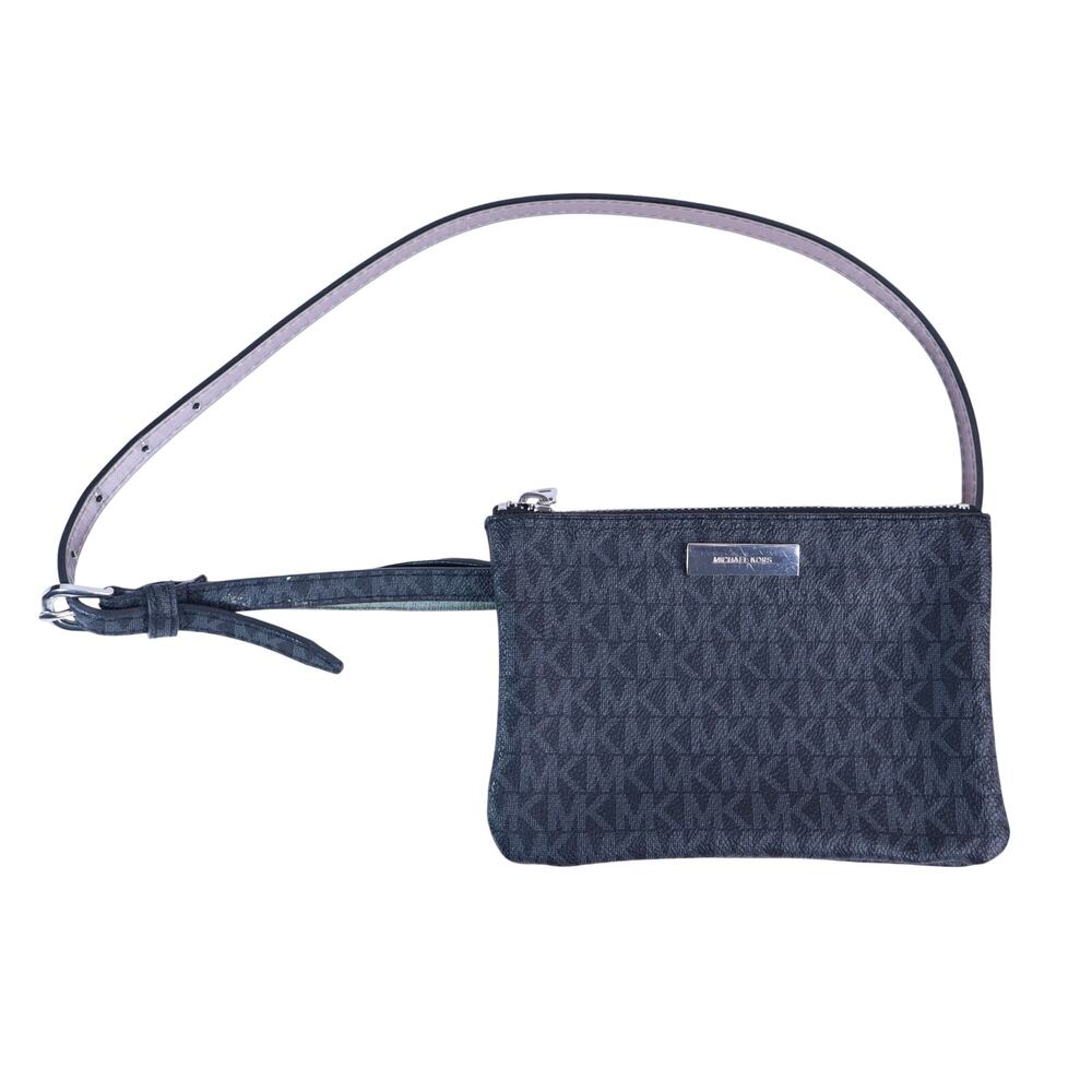 MICHAEL KORS Signature Belt Bag Black Pebbled Leather Fanny Pack